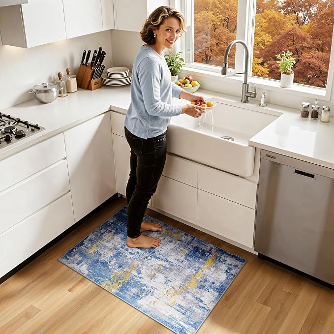 Washable Area Rugs 2'x3' Non-Slip Modern Abstract Soft - Image 2