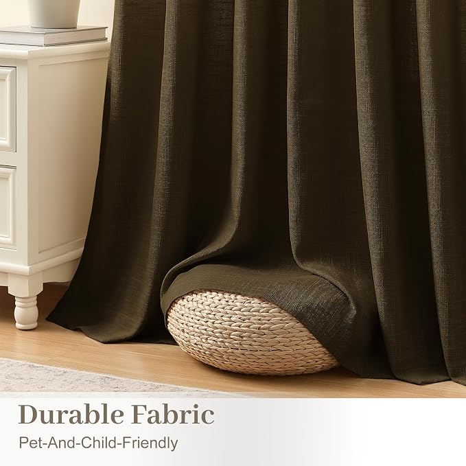 Pinch Pleated Linen Curtains 84 Inch Length 2 Panels Set, Light Filtering Linen - Image 5