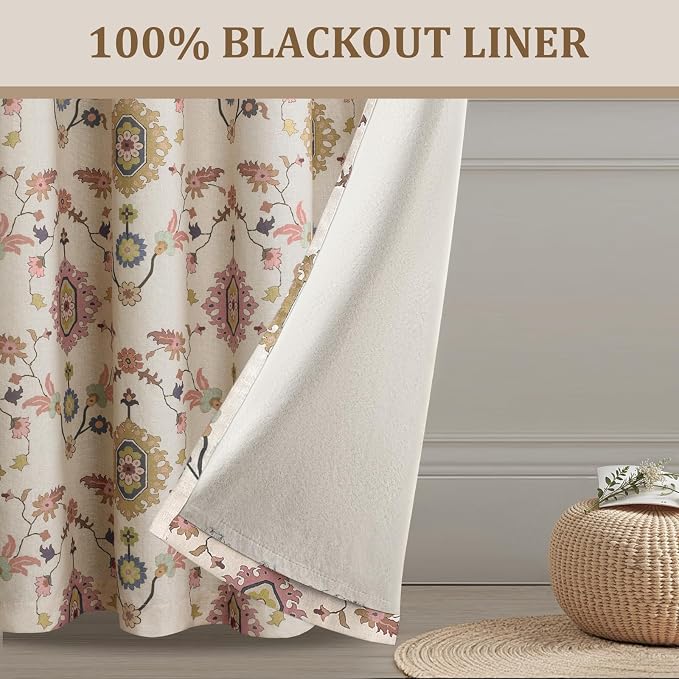 Boho Floral Blackout Curtains for Living Room - Image 3