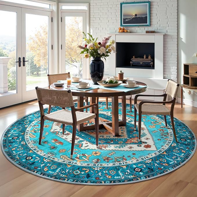 SERISSA Boho Round Area Rug, 6ft Washable Non-Slip Circle Rug, Ultra Soft - Image 2