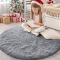 OLANLY Light Grey Round Rugs for Bedroom by OLANLY
