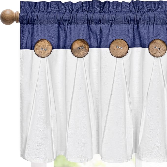 FRAMICS Farmhouse Valance Curtains, Boho Cotton Linen Kitchen Valances by FRAMICS