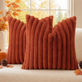 decorUhome Fall Faux Fur Throw Pillow Covers 20x20 Set of 2 Rust | Decorative by decorUhome