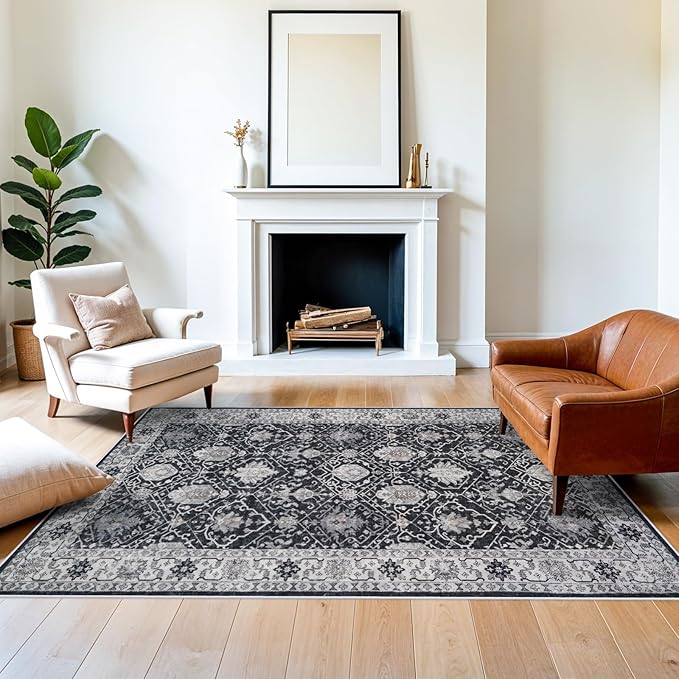 5x7 Living Room Area Rugs: Washable Non-Slip Stain Resistant Rug by HYHAOYUNLAI