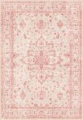 Area Rugs Round 4ft Washable Non-Slip, Floral Vintage Distress Print Pattern by RELEANY