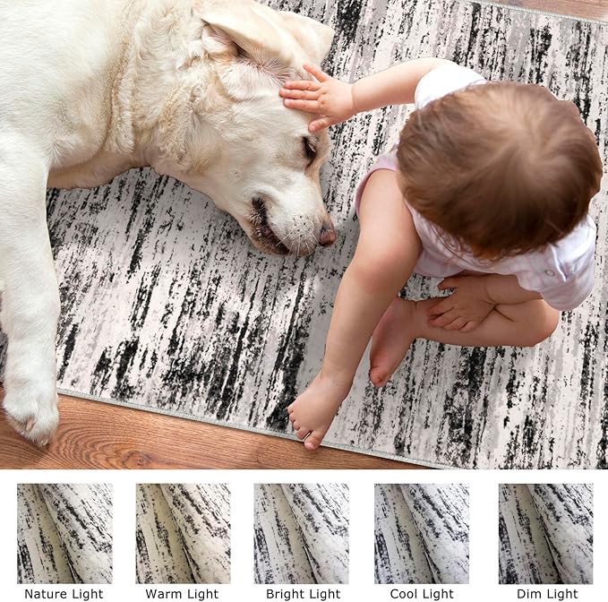 Lansny Modern Abstract Hallway Runner Rug - Image 3