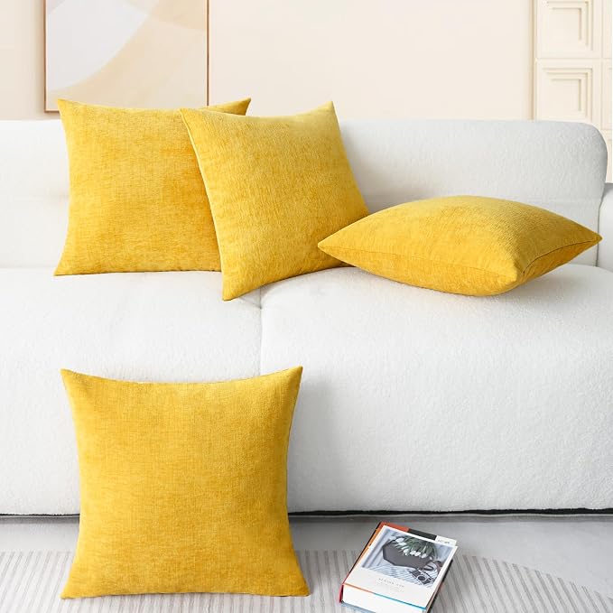 CaliTime Throw Pillow Covers Decorative 18 X 18 Inches Pack of 4 Cozy Chenille - Image 6