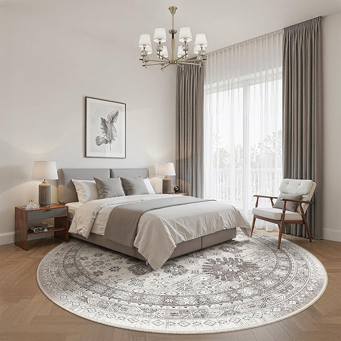 zesthome 9ft Round Rugs for Living Room, Non-Slip Washable Round Area Rugs - Image 8