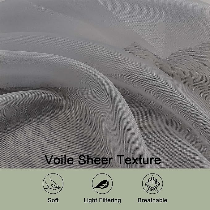 OWENIE Sheer Grey Curtains 108 Inches Long - Image 5