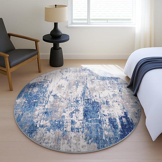 Washable Area Rugs 4ft Non-Slip Modern Abstract Soft - Image 2