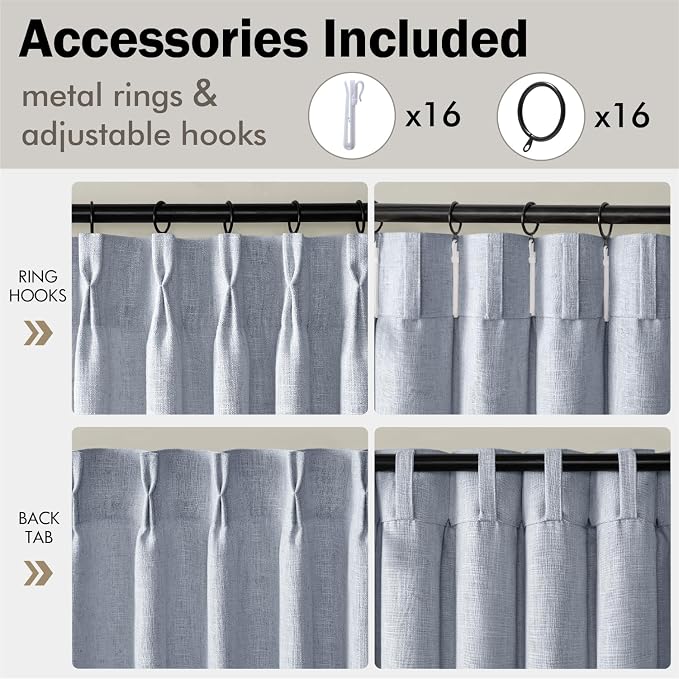 MIULEE Pinch Pleated Thick Linen Curtains 90 Inches Long 2 Panels - Image 8