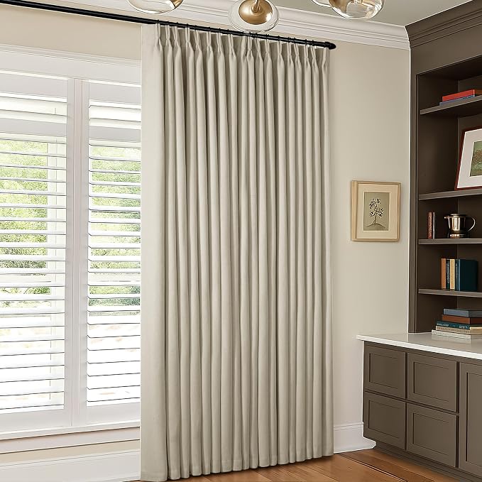 Burlywood Birch Pleated Blackout Linen 102 Inch Long Curtains 60 Inch Wide | - Image 6