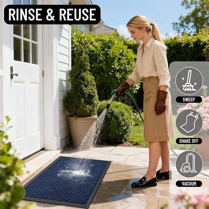 OLANLY Front Door Mat Outside Entrance 59x34, Heavy Duty Sturdy Natural Rubber - Image 7