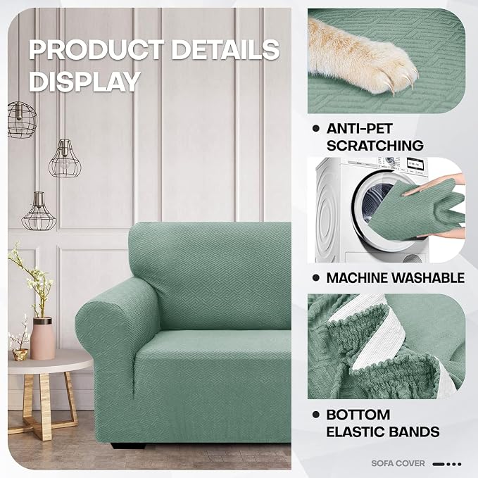 ZNSAYOTX 1 Piece Jacquard Chair Slipcovers - Image 3