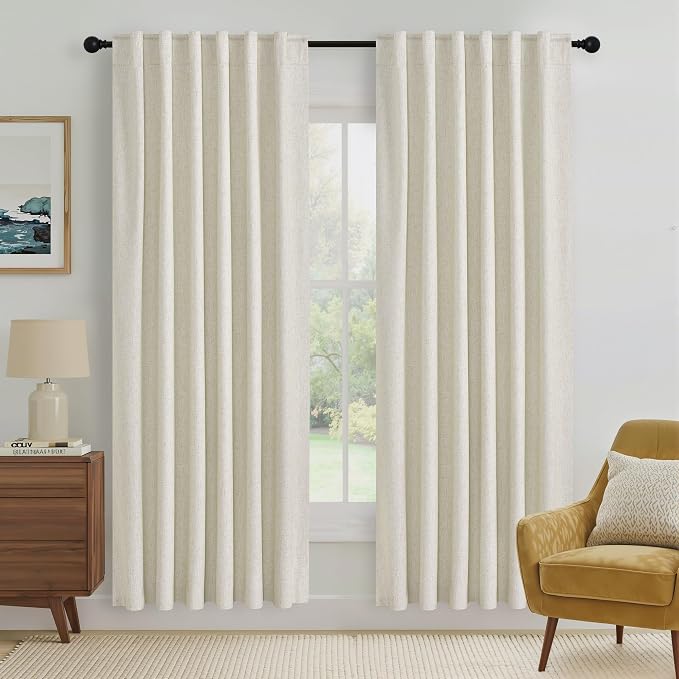RYB HOME Natural Linen 100% Blackout Curtains by RYBHOME