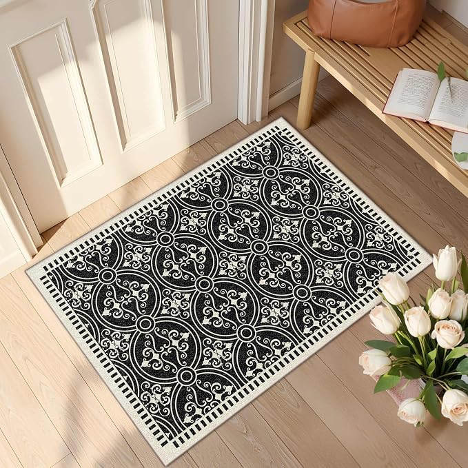 Latte&Fog 2x3 Entryway Rug, Small Modern Abstract Door Mat, Washable Kitchen Rug by LatteFog