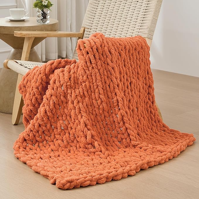 Bigacogo Chunky Knit Throw Blanket by Bigacogo