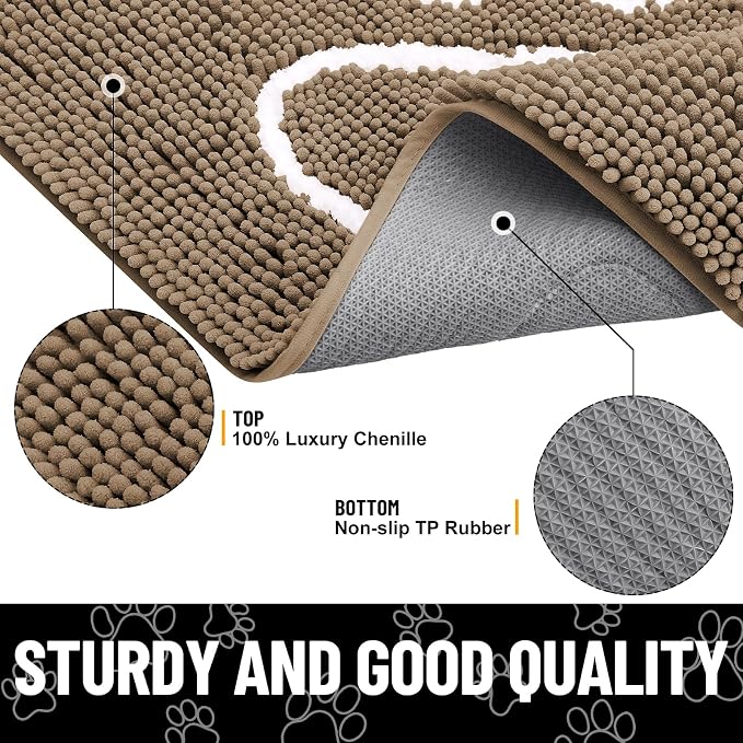 Smiry Dog Door Mat for Muddy Paws, Absorbent Dirt Trapper Non Slip Quick Dry - Image 3