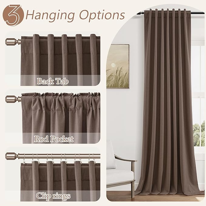 Guken 100% Blackout Curtains 102 Inch Length 2 Panels Set - Image 6