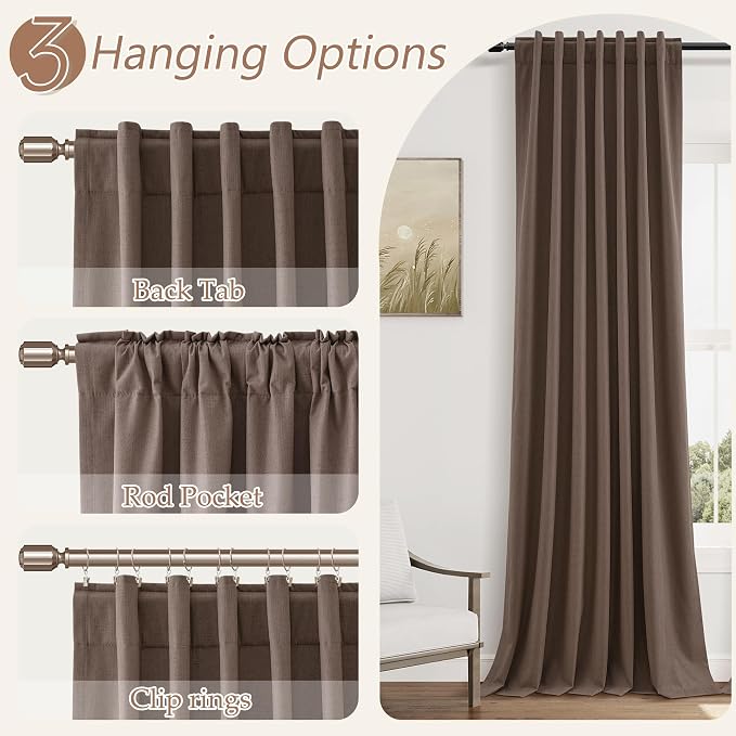 Guken 100% Blackout Curtains 108 Inch Length 2 Panels Set - Image 6
