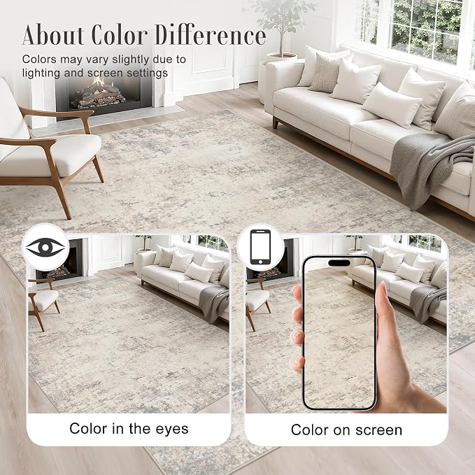 2x6 Washable Runner Rug：Modern Abstract Soft Carpet Brown Beige | - Image 4