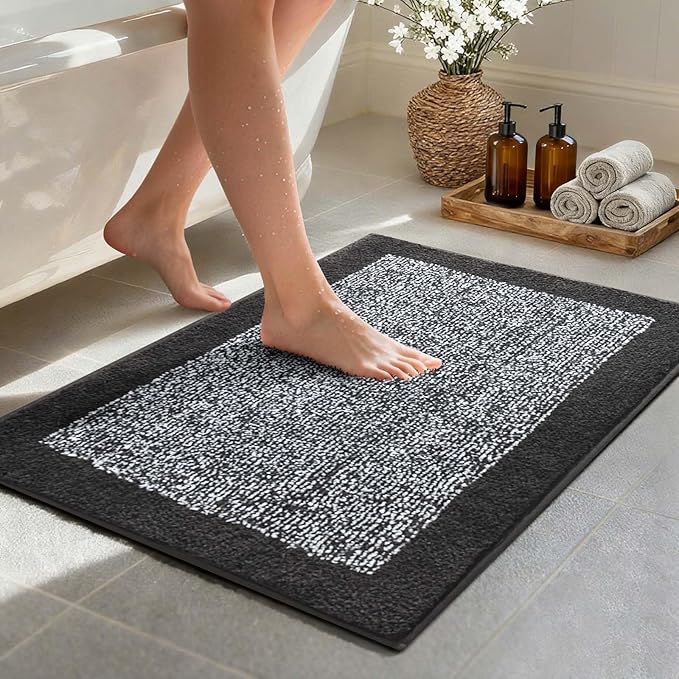 Bathroom Rugs 30x20 Non Slip Washable, Dark Blue Bath Mat by Unknown