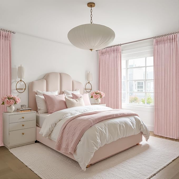 Light Pink Pinch Pleated Curtains 90 Inches Long - Image 7