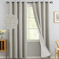 Yakamok Oatmeal Linen Curtains 100% Blackout 96 Inches Long, Room Darkening by Yakamok