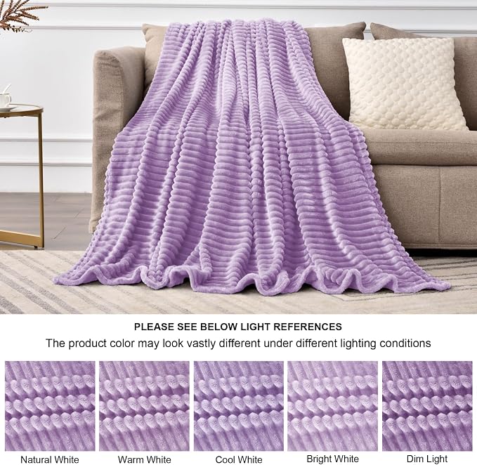 BEDELITE Fleece Blanket Twin Size – 3D Ribbed Jacquard Soft and Warm Decorative - Image 7