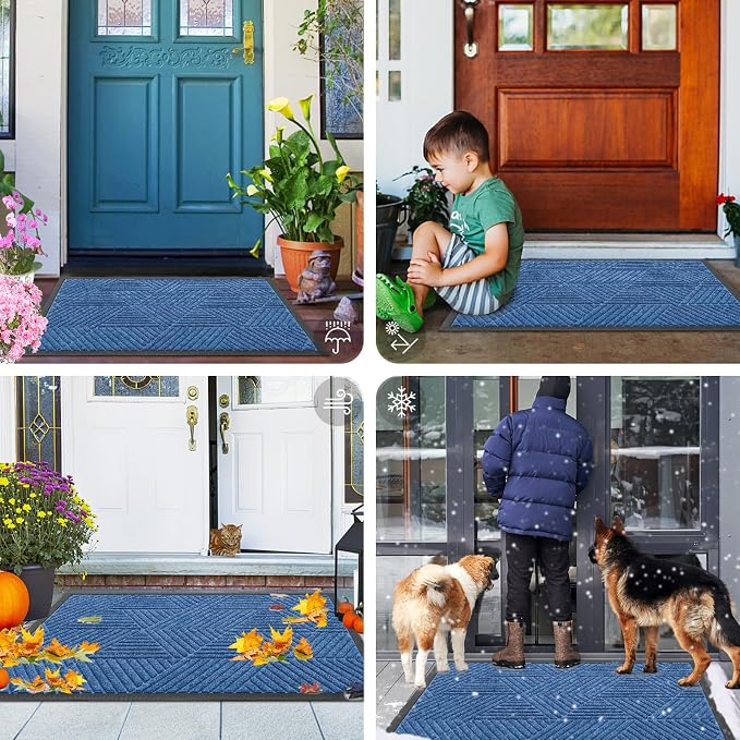 Smiry Front Door Mat Outside Entrance, Heavy Duty Sturdy Natural Rubber Doormat - Image 7