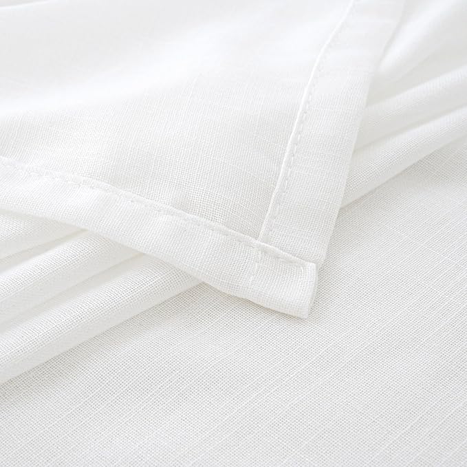 BGment White Linen Cafe Curtains 36 Inch Length, Small Drapes Semi Sheer - Image 7