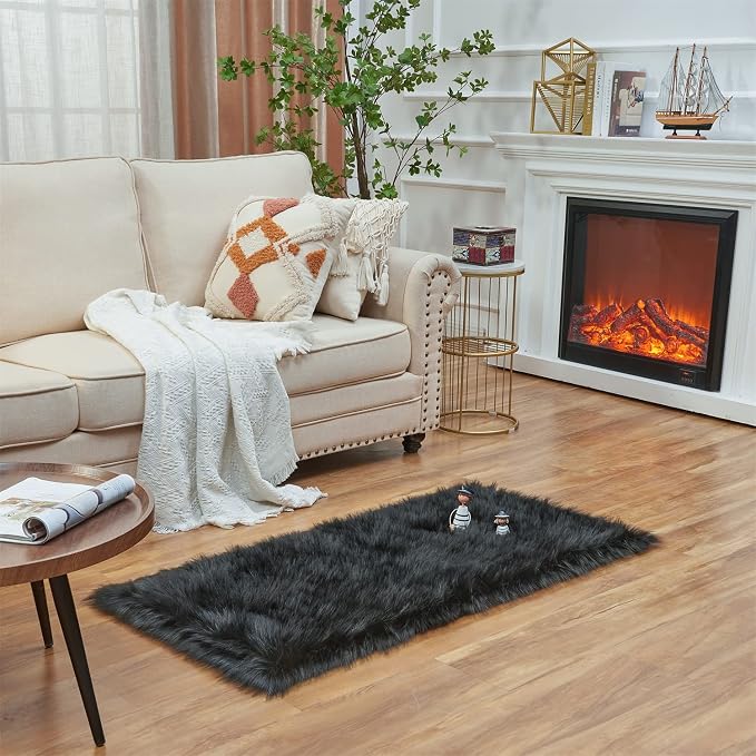 EasyJoy Ultra Soft Fluffy Shaggy Area Rug Faux Fur Rug Chair Cover Seat Pad - Image 5