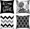 Hexagram Geometric Black Pillow Covers 18x18 Set of 4, Decorative Outdoor Boho by Hexagram