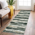 Lansny Modern Abstract Runner Rug 2x6, Forest Green Washable Kitchen Runner by lansny