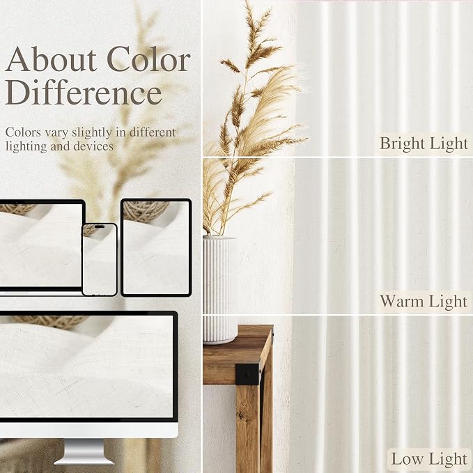 Nanspring Neutral Linen Curtains 102 Inches Long - Image 3