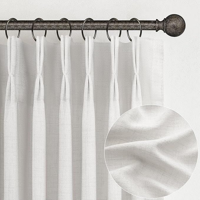 PleatedDrapes Linen Curtains 90 Inches Long 2 Panels Set, Light Filtering by PleatedDrapes