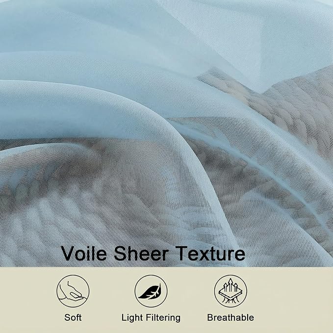 Sheer Curtains 84 Inches Long 2 Panels Set - Image 3