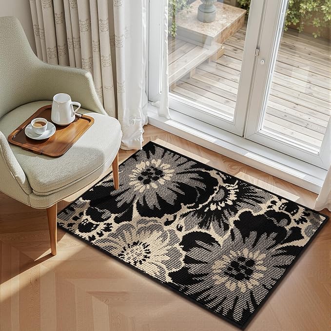 Findosom Washable Kitchen Rug Set of 3, Non Slip High-Low Textured Floral - Image 6
