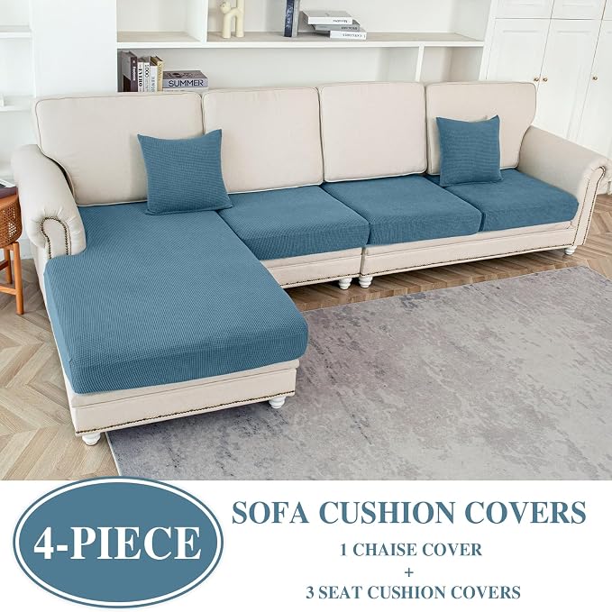 Couch Cushion Covers for Sectional Sofa L Shape Washable Separate Seat Chaise - Image 2