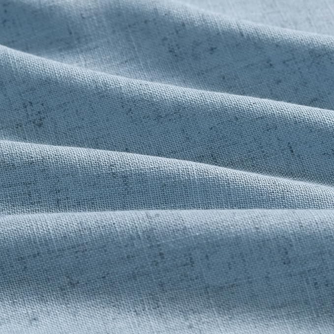 Blue Linen Blend Drapes 84 Inch Length 2 Panels Set Back Tab Rod Pocket Light - Image 5