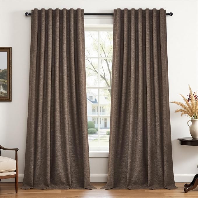 Topfinel 92 Inch Linen Blackout Curtains by Topfinel