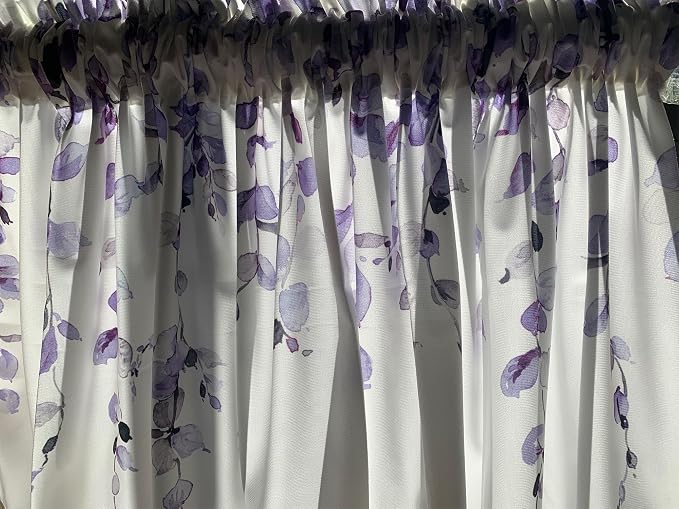 Watercolor Purple Leaves Window Valance - Image 3