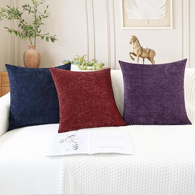 CaliTime Throw Pillow Covers Decorative 16 X 16 Inches Pack of 2 Cozy Chenille - Image 5