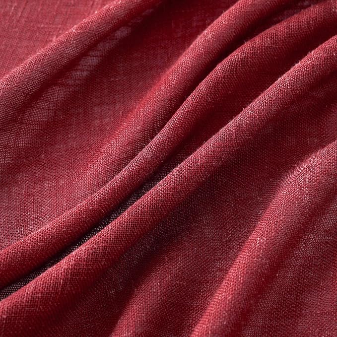 MIULEE Burgundy Red Kitchen Curtains 30 Inch Length 2 Panels, Soft Thick Linen - Image 4
