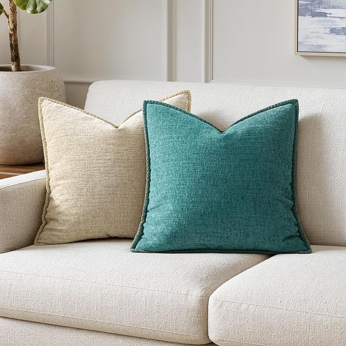 MIULEE Decorative Couch Throw Pillow Covers 20x20 Inch Teal 2 Pack | Farmhouse - Image 4