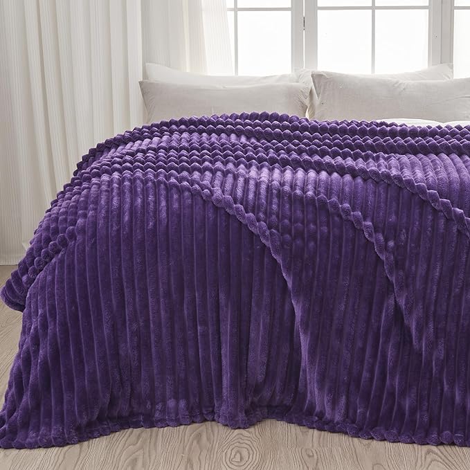 NEWCOSPLAY Fleece Ribbed Cozy King Blanket by NEWCOSPLAY