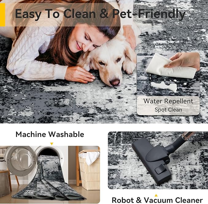 Washable Area Rugs 3x4 Non-Slip Modern Abstract Soft - Image 6