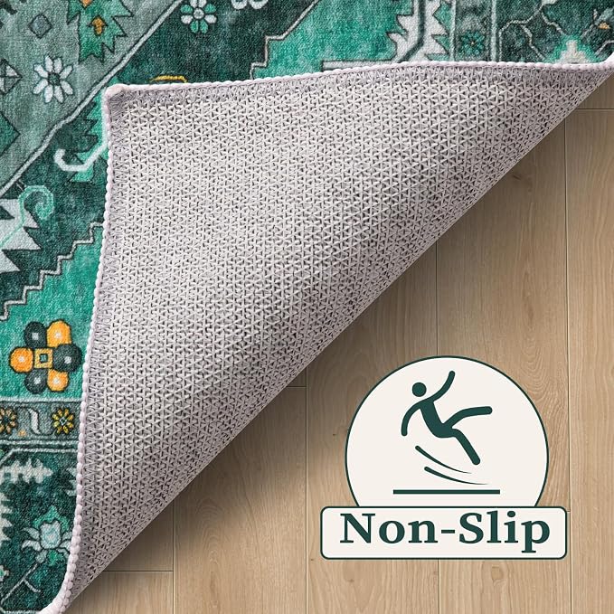 SERISSA Boho Area Rug 5x7 Teal, Washable Large Rugs - Image 3