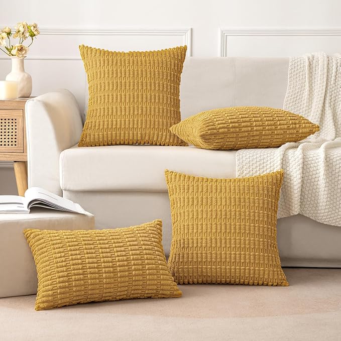 MIULEE Pack of 2 Corduroy Decorative Throw Pillow Covers 20x20 Inch Soft Boho - Image 5