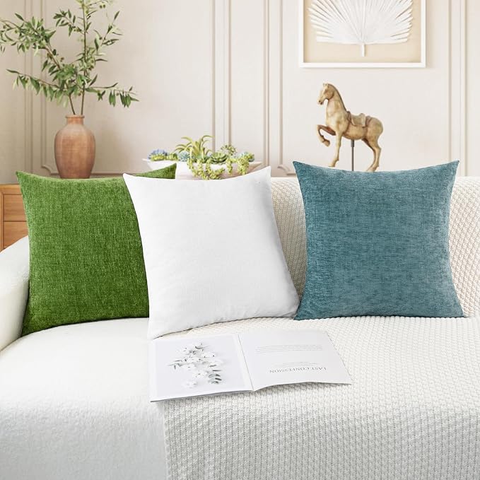 CaliTime Throw Pillow Covers Decorative 18 X 18 Inches Pack of 4 Cozy Chenille - Image 5